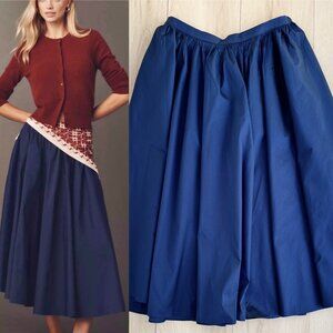 NWT Anthropologie Mille Resort & Travel Ayla Midi Skirt w/ Pockets Navy Size L